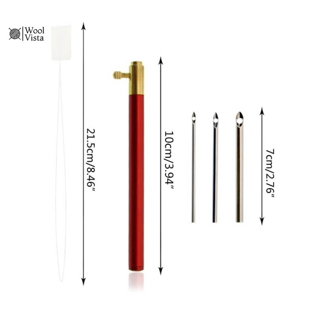 PUNCH NEEDLE SET WITH 3 NEEDLES AND NEEDLE THREADER