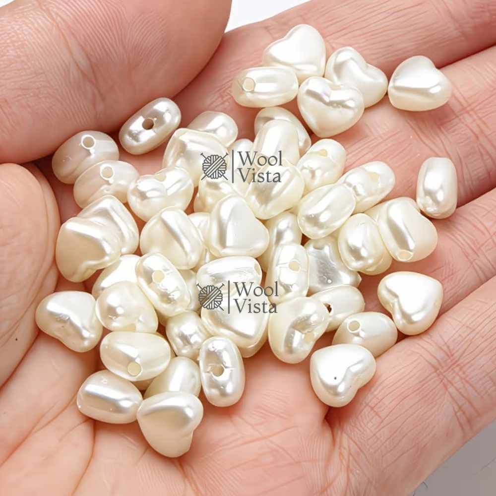 100PCS HEART-SHAPED ACRYLIC PEARL BEADS 9×8MM – LOOSE SPACER BEADS FOR DIY BRACELETS, NECKLACES, PHONE CHAINS, JEWELRY MAKING & ACCESSORY DECORATIONS