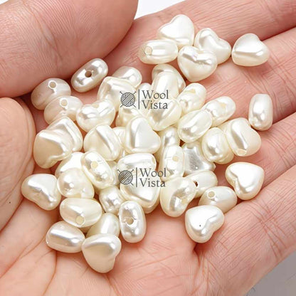 100PCS HEART-SHAPED ACRYLIC PEARL BEADS 9×8MM – LOOSE SPACER BEADS FOR DIY BRACELETS, NECKLACES, PHONE CHAINS, JEWELRY MAKING & ACCESSORY DECORATIONS