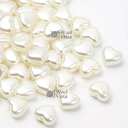 100PCS HEART-SHAPED ACRYLIC PEARL BEADS 9×8MM – LOOSE SPACER BEADS FOR DIY BRACELETS, NECKLACES, PHONE CHAINS, JEWELRY MAKING & ACCESSORY DECORATIONS