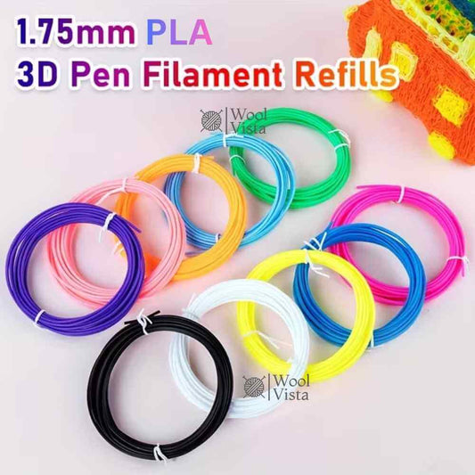 10 ROLLS PLA 3D PRINTING FILAMENT – 10 VIBRANT COLORS, 1.75MM, 5 METERS EACH, DIY 3D PEN CREATIONS, HIGH TOUGHNESS & RELIABLE