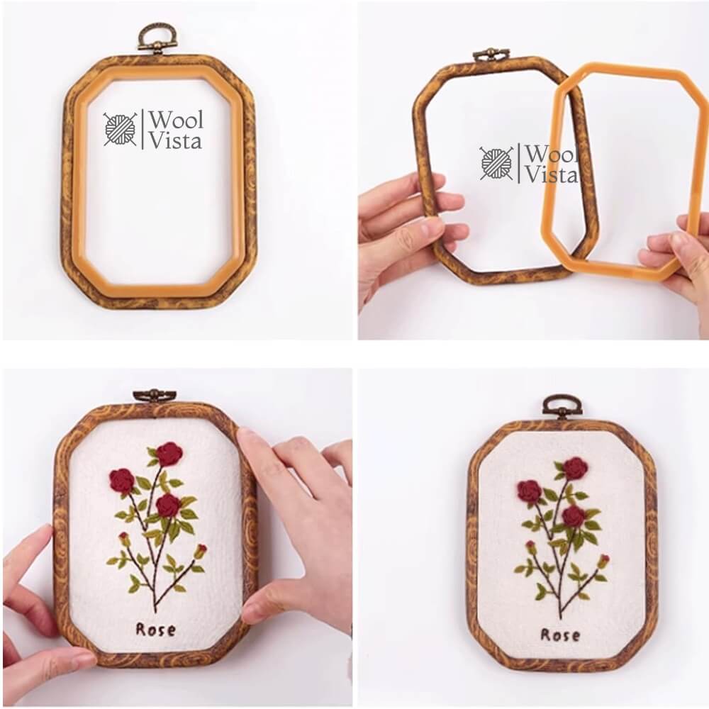 VINTAGE POLYGON EMBROIDERY HOOP – HANDHELD CROSS STITCH HOLDER CLIP FRAME FOR DIY EMBROIDERY, NEEDLEWORK & CRAFTS