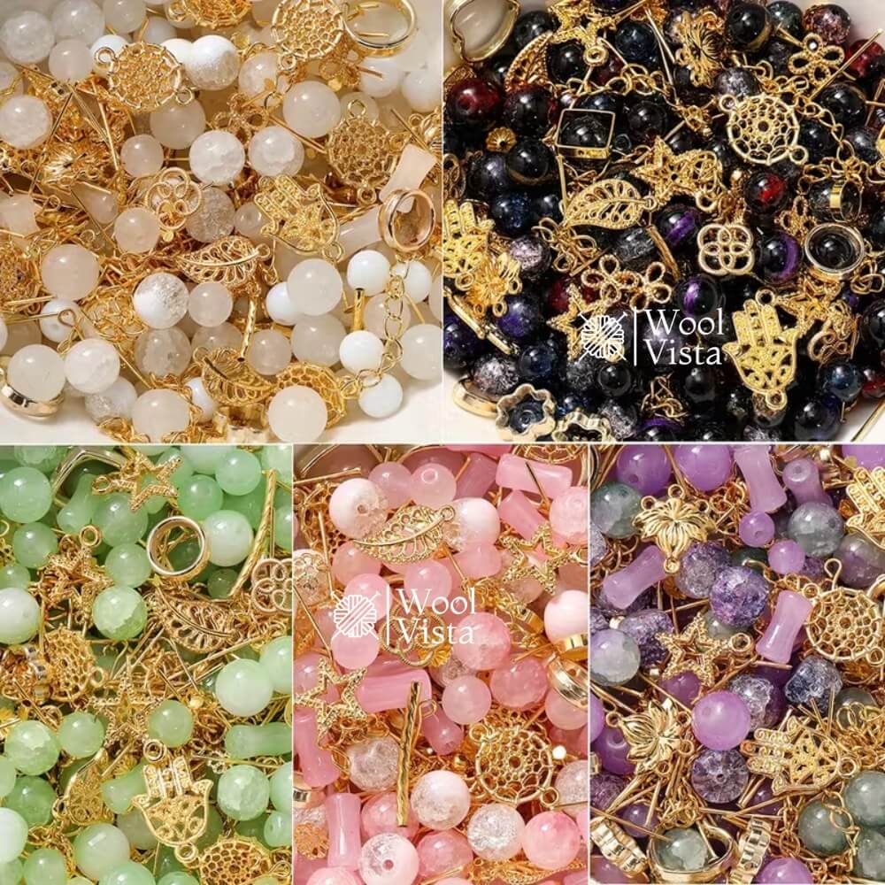 30G BAG MIXED GLASS BEADS WITH METAL PENDANTS & SPACER BEADS – JEWELRY MAKING SUPPLIES FOR BRACELETS, NECKLACES, ANKLETS, DIY CRAFTS & BEADWORK