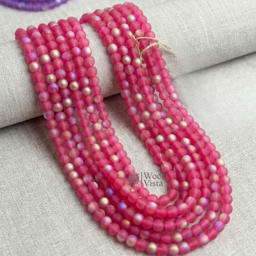 MATTE TRANSPARENT DUAL SHADE ACRYLIC BEADS – COLORFUL ROUND LOOSE BEADS STRAND