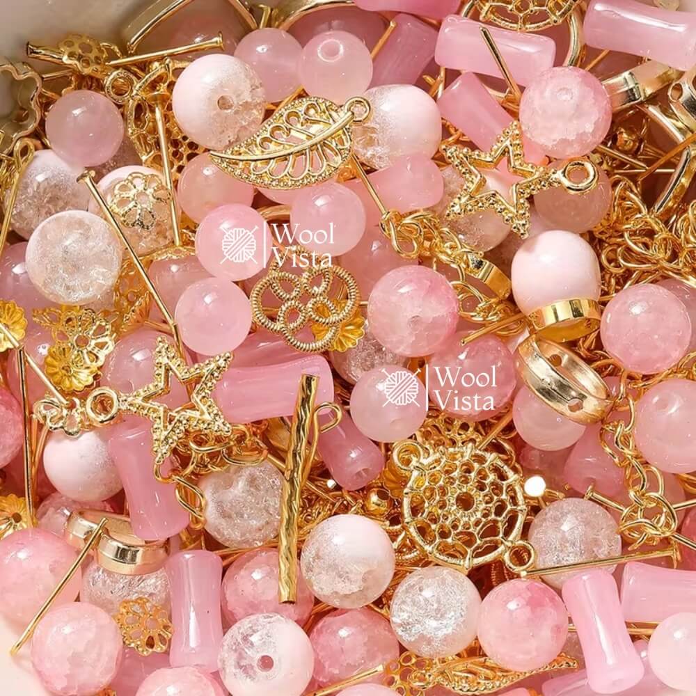 30G BAG MIXED GLASS BEADS WITH METAL PENDANTS & SPACER BEADS – JEWELRY MAKING SUPPLIES FOR BRACELETS, NECKLACES, ANKLETS, DIY CRAFTS & BEADWORK