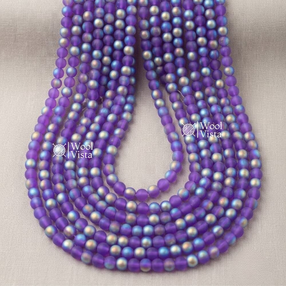 MATTE TRANSPARENT DUAL SHADE ACRYLIC BEADS – COLORFUL ROUND LOOSE BEADS STRAND