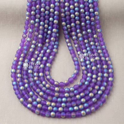 MATTE TRANSPARENT DUAL SHADE ACRYLIC BEADS – COLORFUL ROUND LOOSE BEADS STRAND