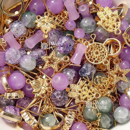 30G BAG MIXED GLASS BEADS WITH METAL PENDANTS & SPACER BEADS – JEWELRY MAKING SUPPLIES FOR BRACELETS, NECKLACES, ANKLETS, DIY CRAFTS & BEADWORK