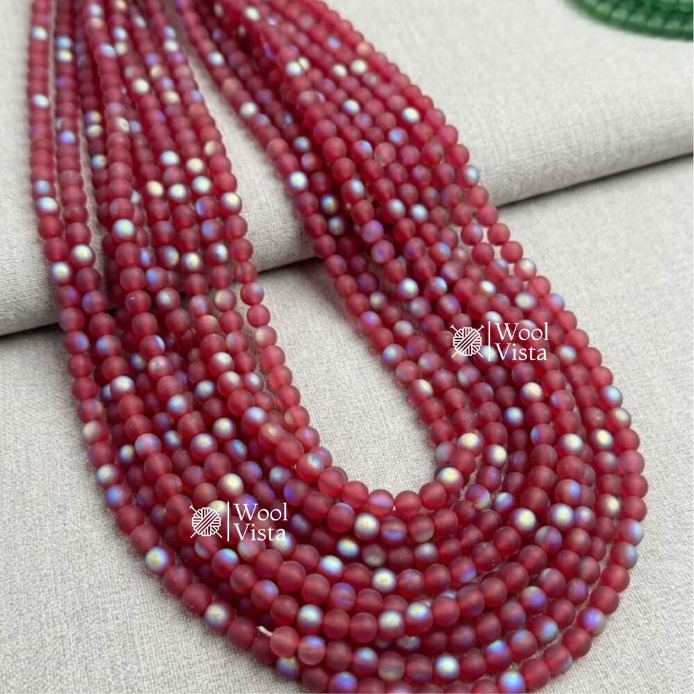 MATTE TRANSPARENT DUAL SHADE ACRYLIC BEADS – COLORFUL ROUND LOOSE BEADS STRAND