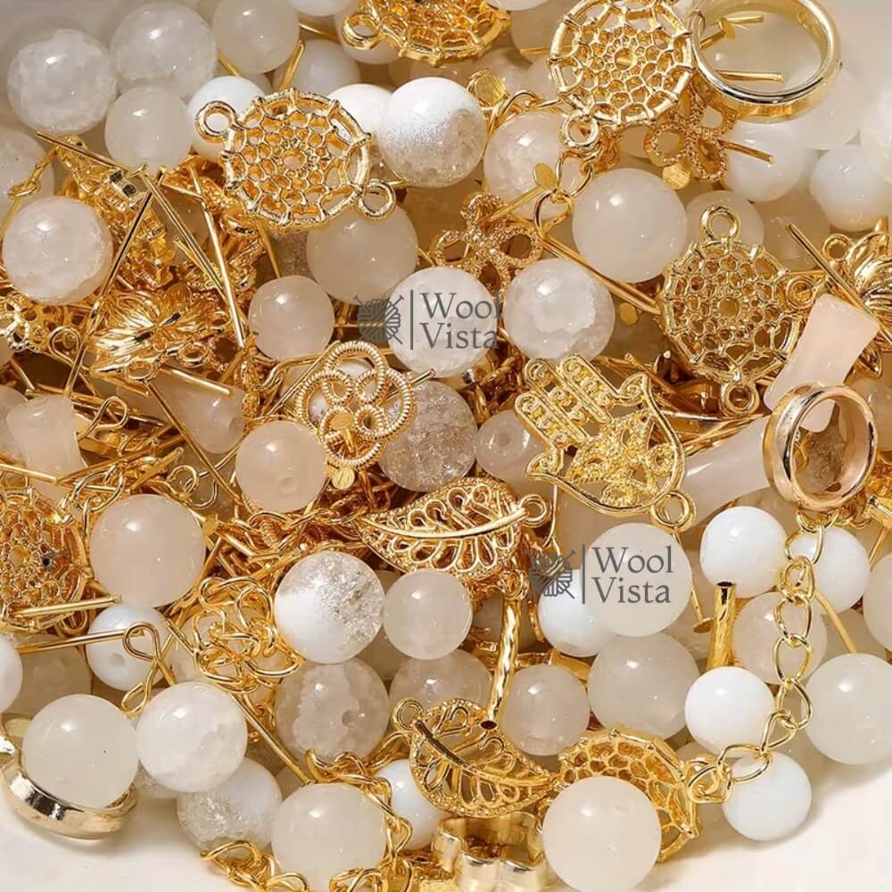 30G BAG MIXED GLASS BEADS WITH METAL PENDANTS & SPACER BEADS – JEWELRY MAKING SUPPLIES FOR BRACELETS, NECKLACES, ANKLETS, DIY CRAFTS & BEADWORK