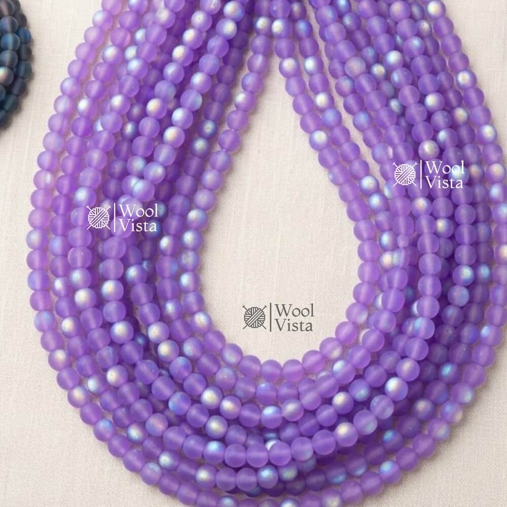 MATTE TRANSPARENT DUAL SHADE ACRYLIC BEADS – COLORFUL ROUND LOOSE BEADS STRAND