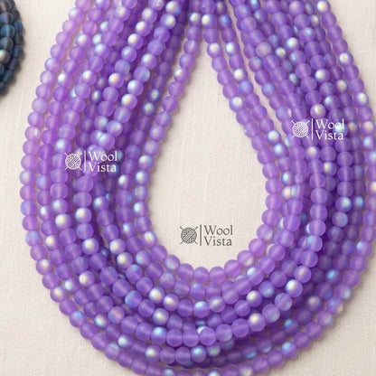 MATTE TRANSPARENT DUAL SHADE ACRYLIC BEADS – COLORFUL ROUND LOOSE BEADS STRAND
