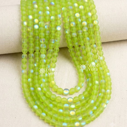 MATTE TRANSPARENT DUAL SHADE ACRYLIC BEADS – COLORFUL ROUND LOOSE BEADS STRAND
