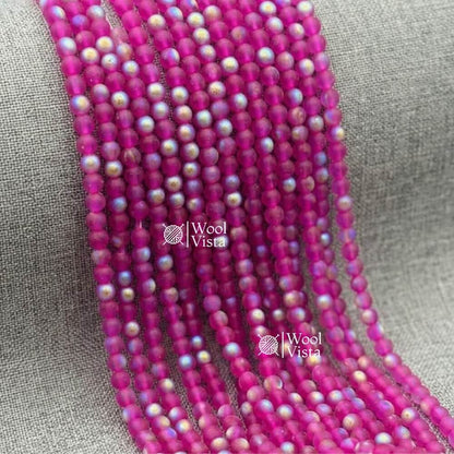 MATTE TRANSPARENT DUAL SHADE ACRYLIC BEADS – COLORFUL ROUND LOOSE BEADS STRAND