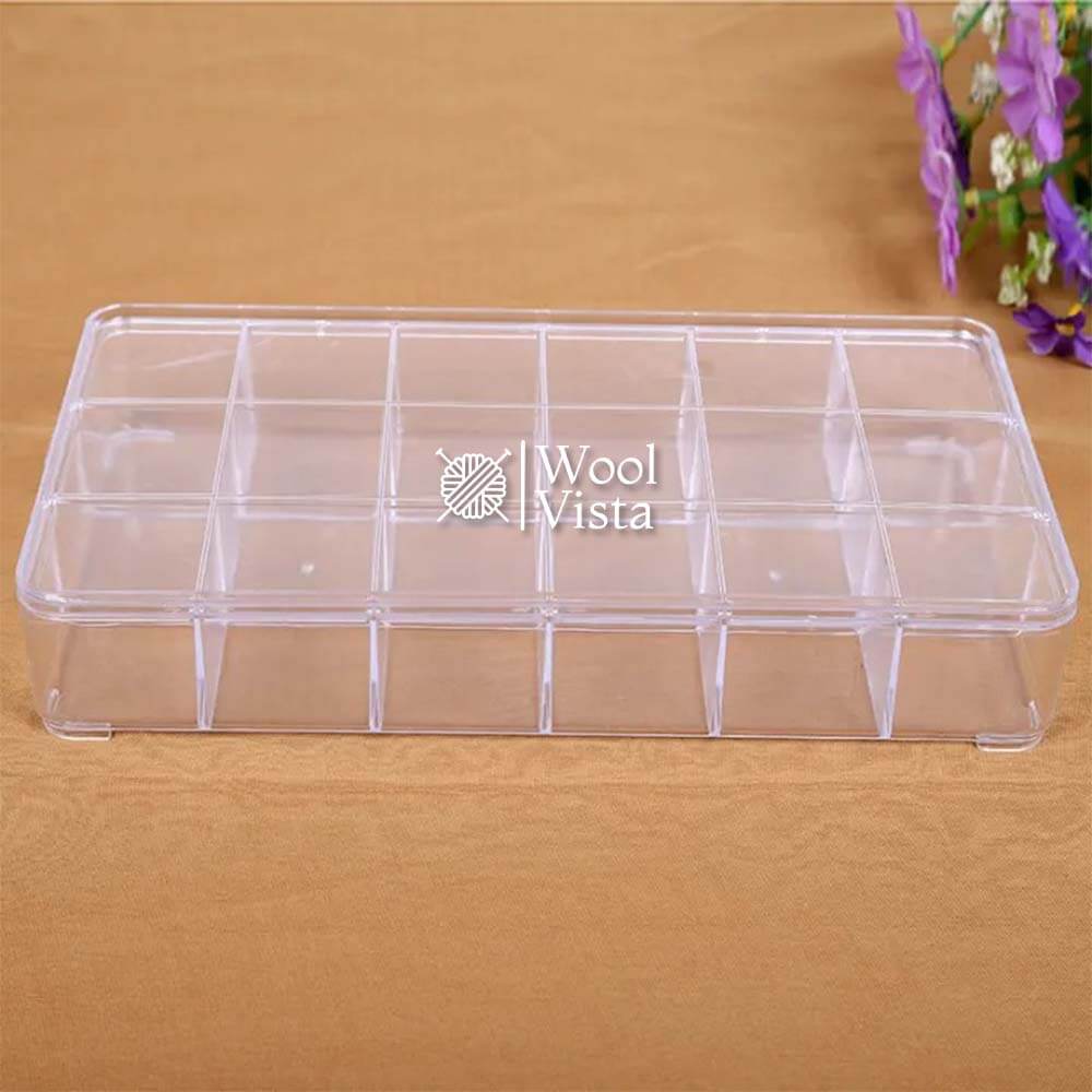 18 GRID TRANSPARENT GLASS LIKE PLASTIC STORAGE BOX