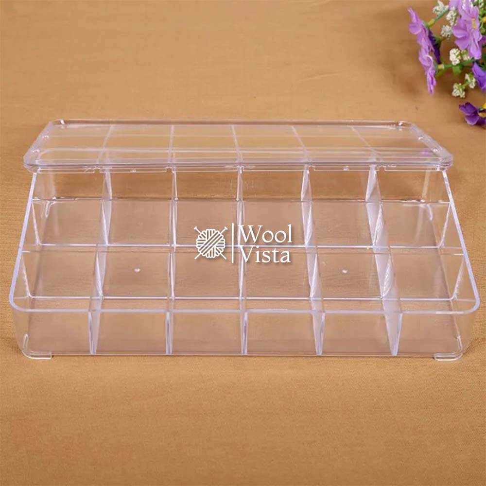 18 GRID TRANSPARENT GLASS LIKE PLASTIC STORAGE BOX