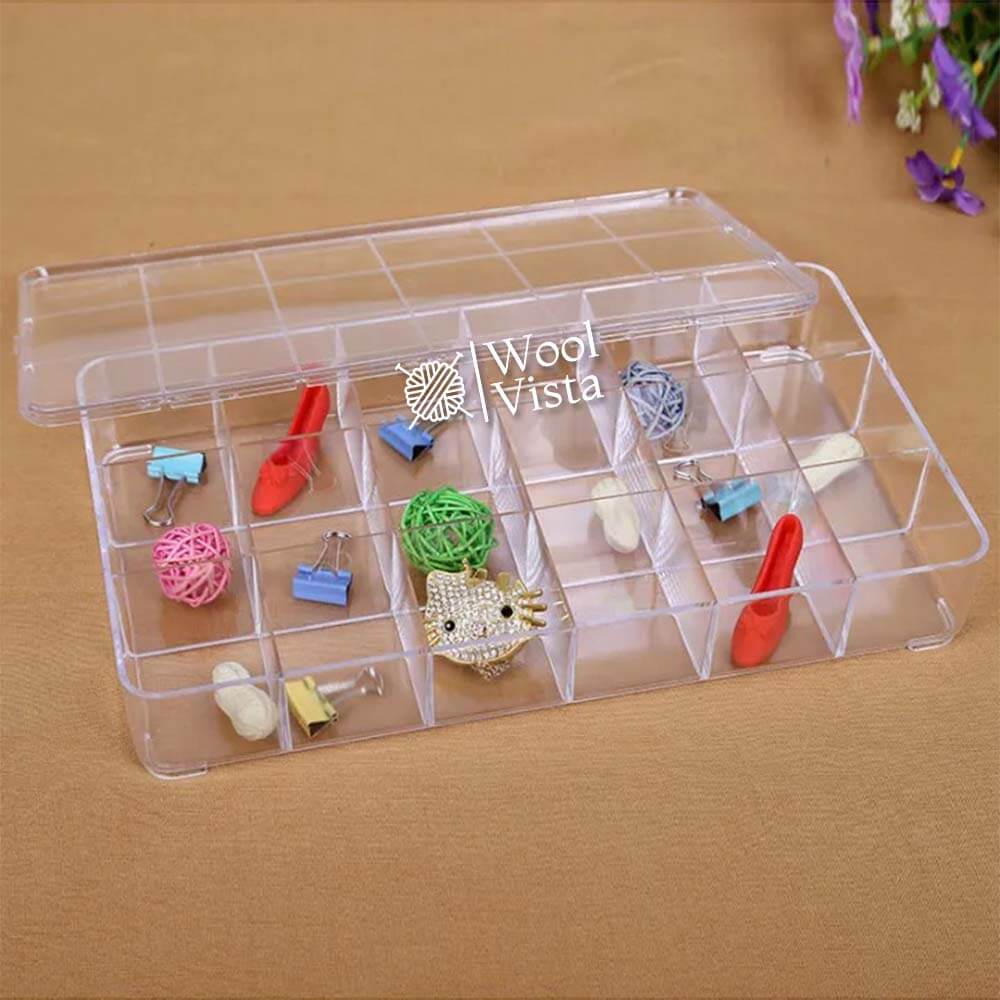 18 GRID TRANSPARENT GLASS LIKE PLASTIC STORAGE BOX