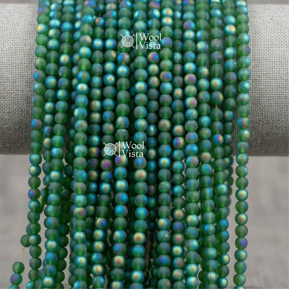 MATTE TRANSPARENT DUAL SHADE ACRYLIC BEADS – COLORFUL ROUND LOOSE BEADS STRAND