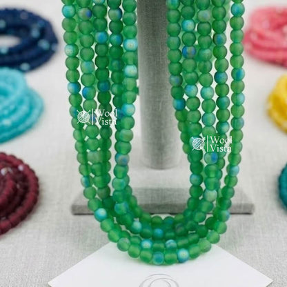 MATTE TRANSPARENT DUAL SHADE ACRYLIC BEADS – COLORFUL ROUND LOOSE BEADS STRAND