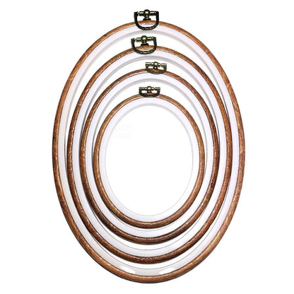 OVAL EMBROIDERY HOOP SET 5PCS  – LIGHT BROWN ASSORTED SIZE HOOPS FOR CROSS STITCH, NEEDLEWORK, HAND EMBROIDERY, SEWING & DIY CRAFTS