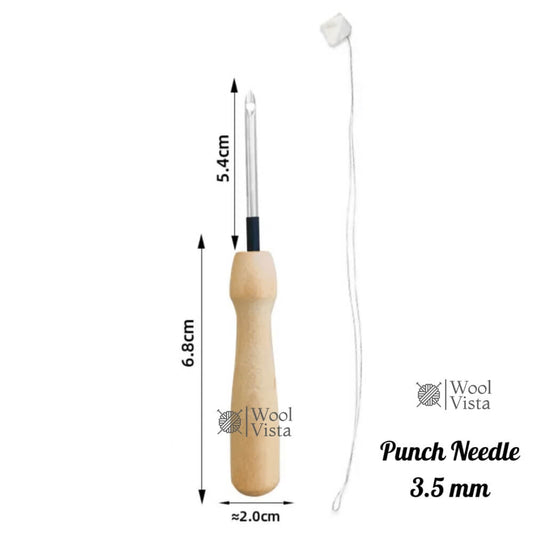 PUNCH NEEDLE WITH WOODEN HANDLE 3.5MM – PREMIUM QUALITY EMBROIDERY NEEDLE FOR DIY EMBROIDERY, SEWING, YARN CRAFTS & HANDMADE PROJECTS