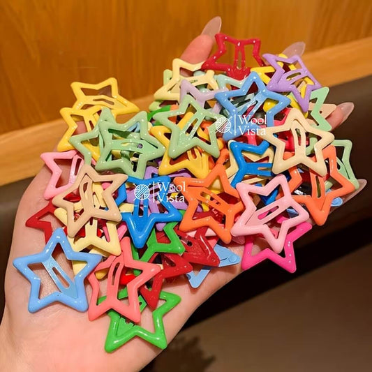 BRIGHT MIXED-COLOR STAR HAIR CLIPS – CANDY COLORED PENTAGRAM HAIR ACCESSORIES, CHIC BOHEMIAN STYLE HEADPIECES & TRENDY DECORATIVE HAIR CRAFTS