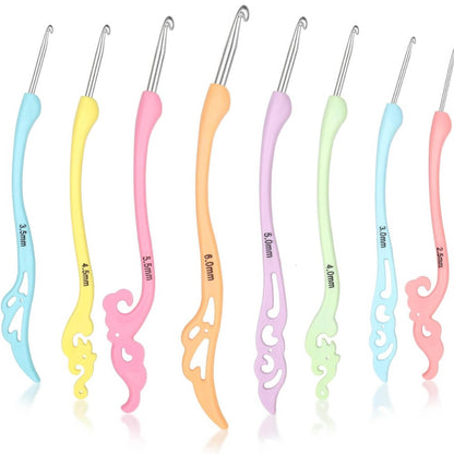 KATECH CROCHET HOOK SET (2.5–6.0MM) – 8PCS ERGONOMIC HANDLE SMOOTH KNITTING NEEDLES FOR YARN WEAVING, DIY CRAFTS, HANDMADE PROJECTS & CROCHET LOVERS