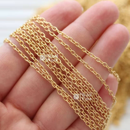 1 METER IMPORTED GOLDEN STAINLESS STEEL CHAIN – DIY JEWELRY MAKING CHAIN FOR NECKLACES, BRACELETS, PENDANTS, HANDMADE ACCESSORIES & CRAFT PROJECTS