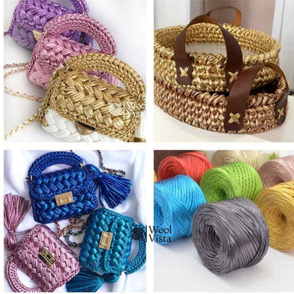 200G FAUX LEATHER T-SHIRT YARN – 60M SOFT WOVEN RIBBON YARN FOR CROCHET BAGS, KNITTING & HOME DECOR