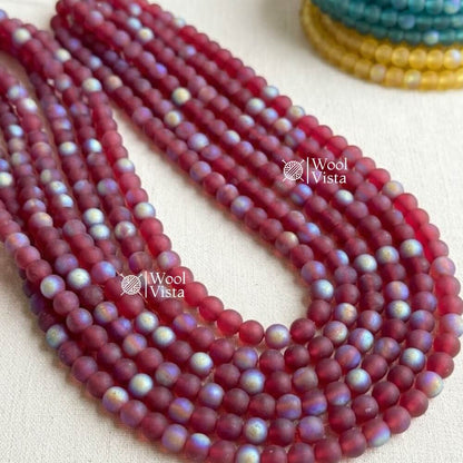 MATTE TRANSPARENT DUAL SHADE ACRYLIC BEADS – COLORFUL ROUND LOOSE BEADS STRAND