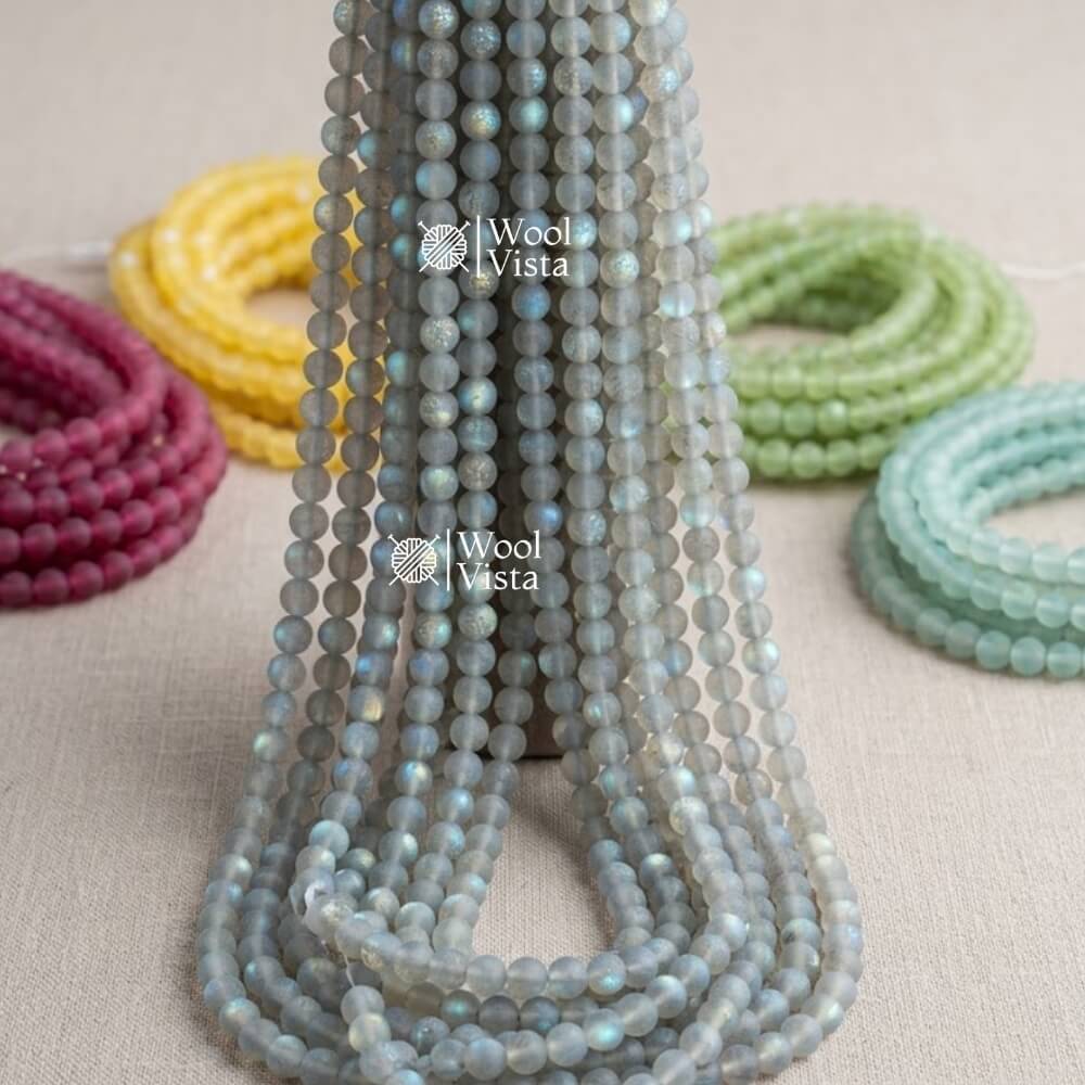 MATTE TRANSPARENT DUAL SHADE ACRYLIC BEADS – COLORFUL ROUND LOOSE BEADS STRAND