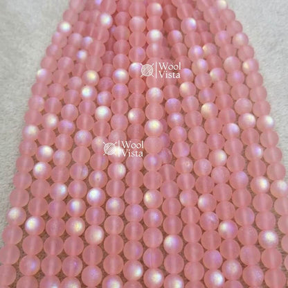 MATTE TRANSPARENT DUAL SHADE ACRYLIC BEADS – COLORFUL ROUND LOOSE BEADS STRAND