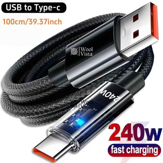 240W USB TO TYPE-C FAST CHARGING CABLE WITH LED DISPLAY (100CM) – HIGH SPEED DATA & POWER CABLE