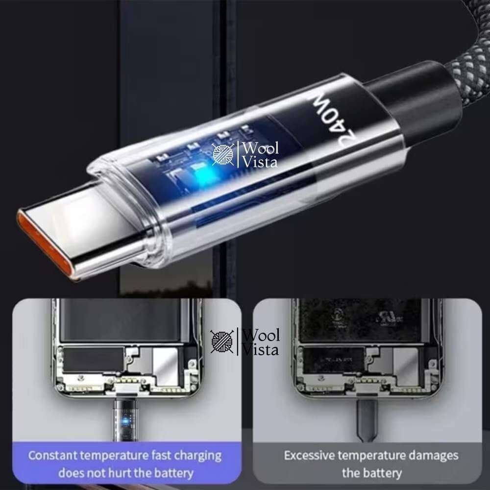240W USB TO TYPE-C FAST CHARGING CABLE WITH LED DISPLAY (100CM) – HIGH SPEED DATA & POWER CABLE