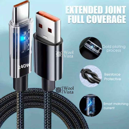 240W USB TO TYPE-C FAST CHARGING CABLE WITH LED DISPLAY (100CM) – HIGH SPEED DATA & POWER CABLE