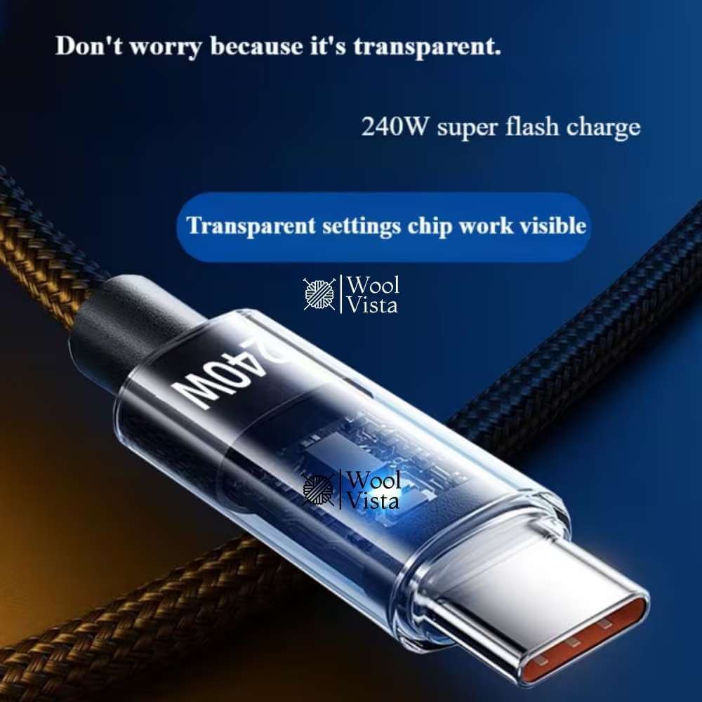 240W USB TO TYPE-C FAST CHARGING CABLE WITH LED DISPLAY (100CM) – HIGH SPEED DATA & POWER CABLE
