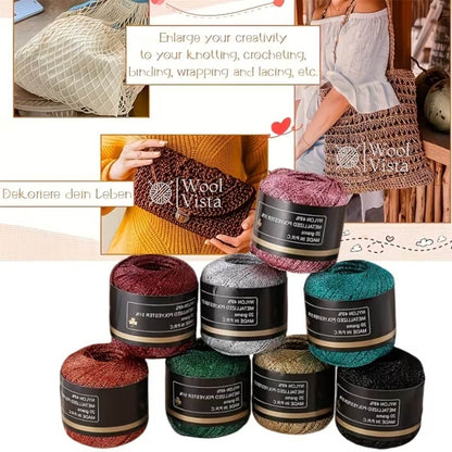 HAND-WOVEN CROCHET THREAD 1MM – 120M/394FT SHIMMERING NYLON BLEND YARN FOR DIY CRAFTS, HANDMADE BAGS, HATS, JEWELRY & HOLIDAY DECOR
