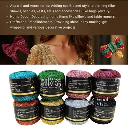 HAND-WOVEN CROCHET THREAD 1MM – 120M/394FT SHIMMERING NYLON BLEND YARN FOR DIY CRAFTS, HANDMADE BAGS, HATS, JEWELRY & HOLIDAY DECOR
