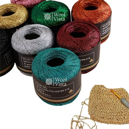 HAND-WOVEN CROCHET THREAD 1MM – 120M/394FT SHIMMERING NYLON BLEND YARN FOR DIY CRAFTS, HANDMADE BAGS, HATS, JEWELRY & HOLIDAY DECOR