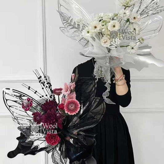 2PCS CRYSTAL BUTTERFLY WRAPPING PAPER – COLORFUL BUTTERFLY BOUQUET PACKAGING SHEETS FOR FLOWER WRAPPING, GIFT PACKAGING & CREATIVE FLORAL PRESENTATION