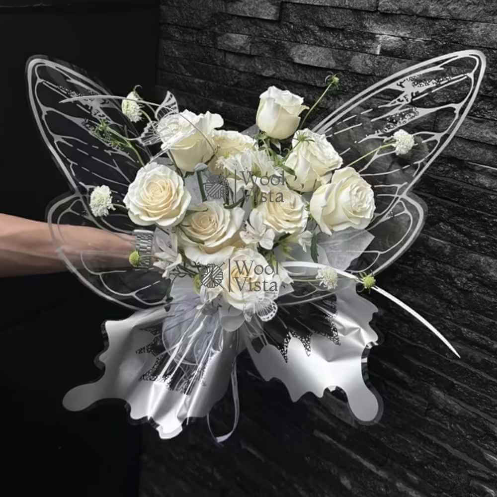 2PCS CRYSTAL BUTTERFLY WRAPPING PAPER – COLORFUL BUTTERFLY BOUQUET PACKAGING SHEETS FOR FLOWER WRAPPING, GIFT PACKAGING & CREATIVE FLORAL PRESENTATION