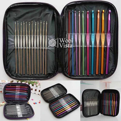 STAINLESS STEEL ALUMINUM CROCHET HOOKS KIT (22 PIECES)