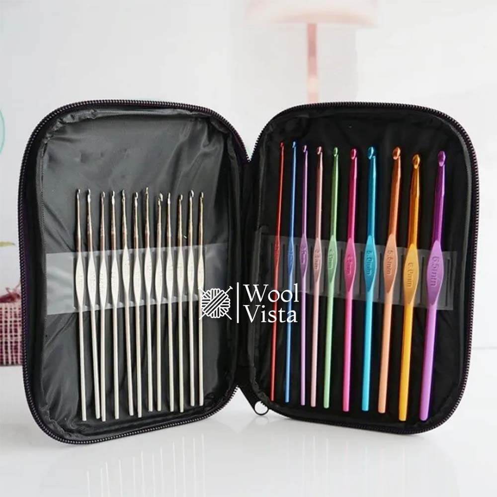 STAINLESS STEEL ALUMINUM CROCHET HOOKS KIT (22 PIECES)