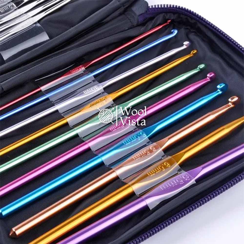 STAINLESS STEEL ALUMINUM CROCHET HOOKS KIT (22 PIECES)