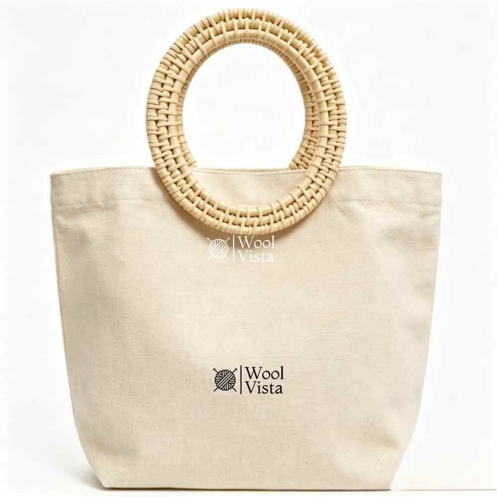 2PCS ROUND WOVEN RATTAN-STYLE BAG HANDLES – HOLLOW CIRCULAR PLASTIC HANDLES FOR DIY HANDBAGS, WALLETS & TOTES