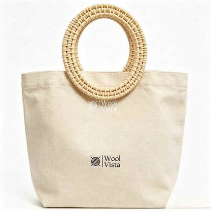 2PCS ROUND WOVEN RATTAN-STYLE BAG HANDLES – HOLLOW CIRCULAR PLASTIC HANDLES FOR DIY HANDBAGS, WALLETS & TOTES