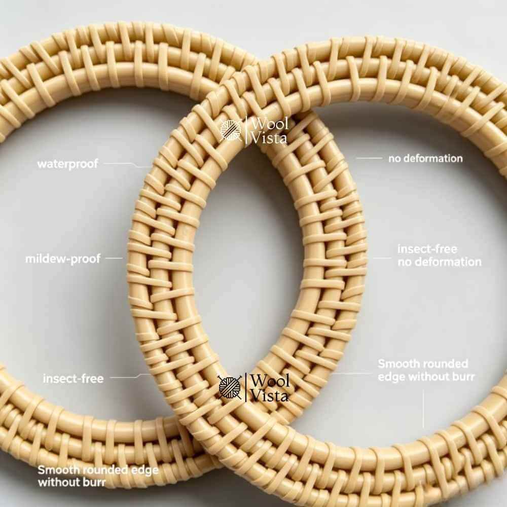 2PCS ROUND WOVEN RATTAN-STYLE BAG HANDLES – HOLLOW CIRCULAR PLASTIC HANDLES FOR DIY HANDBAGS, WALLETS & TOTES