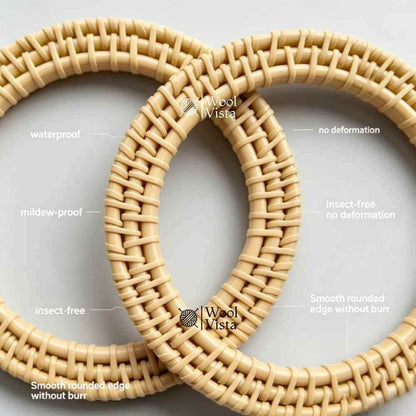 2PCS ROUND WOVEN RATTAN-STYLE BAG HANDLES – HOLLOW CIRCULAR PLASTIC HANDLES FOR DIY HANDBAGS, WALLETS & TOTES