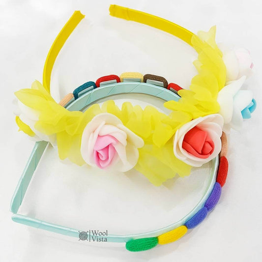 2PCS SET OF FLORAL HEADBANDS WITH BOW AND DESIGN – PINK, HEART, AND COLORFUL PATTERNS FOR DAILY WEAR, PERFECT FOR CASUAL ATTIRE, HIGH-QUALITY & ELEGANT HEADBANDS FOR WOMEN