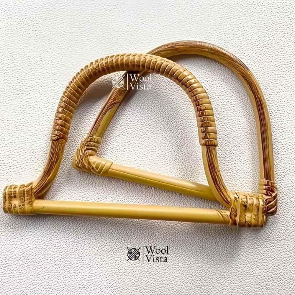 2PCS VINTAGE FAUX BAMBOO U-SHAPED BAG HANDLES – PLASTIC WALLET & CROCHET BAG FRAMES FOR DIY HANDMADE PROJECTS